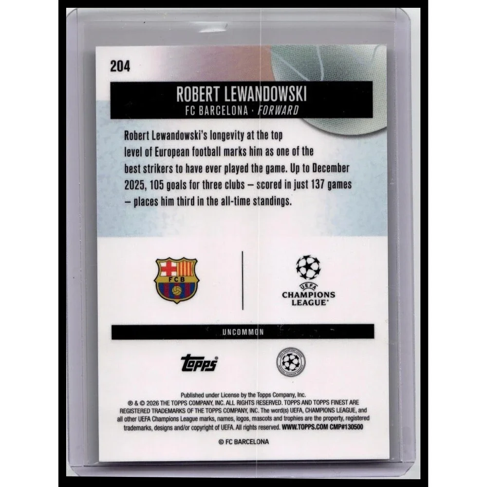 2025-26 Finest UEFA Robert Lewandowski Purple Checkerboard Refractor #/99 Barça